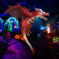 Inflatable Dragon with LED Glowing Inflatable Dragon with Lights Outdoor Halloween Decoration for Yard