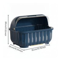 Dustproof Dish Dryer with Lid Dust-Resistant Cover Covered Dish Rack Easy to Clean Utensil and Cup Holder Drain Tray