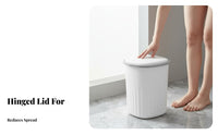 Waterproof Lidded Waste Bin Odor Control Lift-up Lid Trash Bin Easy to Clean Push Button Trash Can Lightweight for Bathroom, Kitchen, Bedroom, Office