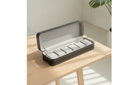 Watch Case with 6 Slots PU Leather Zippered Watch Organizer Lightweight for Journeyers