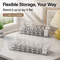 Large Cable Tidy Box, Cable Management Organiser with Internal Dividers, PET Cord Organiser for Desk & Drawers, Home Office Solution