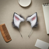 Faux Wolf Ears Headband Handmade Realistic Creature Ears Hair Hoop Costume Accessory Bendable Skeleton for Stage Performances