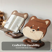 Sturdy Cartoon Dog Bookrest Multi-Purpose Adjustable Bookstand with Page Holders Book Stand Portable for Office Workers, Musicians, School, Desktop, Desk, Library