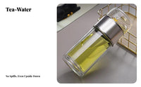 Leak-Proof Tea Water Separation Bottle Leakproof Glass Tea Infuser Bottle Heat Resistant for Office Workers, Commuters, Home, On the Go, Car