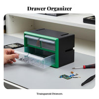 Transparent Drawers Stackable Small Parts Drawer adaptable Design Multi-Drawer Sorting Cabinet vertical surfaceMountable Hardware Storage tag holder slots for DIY devotees, Professionals, Workshop, Garage, Repair Shop, Craft Room