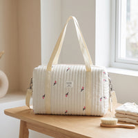 Padded Diaper Tote Roomy Quilted Infant Tote Water-Resistant Diaper Bag for Parents, Pram