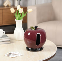 Decorative Apple Tissue Box Glossy Ceramic Tissue Box Novelty Decor Smooth for Living Room, Coffee Table, Office