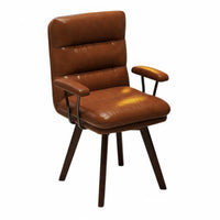Padded Backrest Upholstered Retro Task Chair Ergonomic Design Swivel Armchair Easy to Assemble Household Furniture Space-Saving for Home Office Workers, Students, Adults, Study Room, Bedroom, Vanity