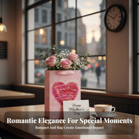 Clear Window Gift Bag Romantic Design Transparent Floral Gift Bag Sturdy Construction for Valentine's Day, Anniversaries, Birthdays