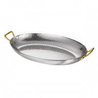 Hammered Stainless Steel Serving Pan Raised Rims Hammered Serving Uncovered Pan-Top