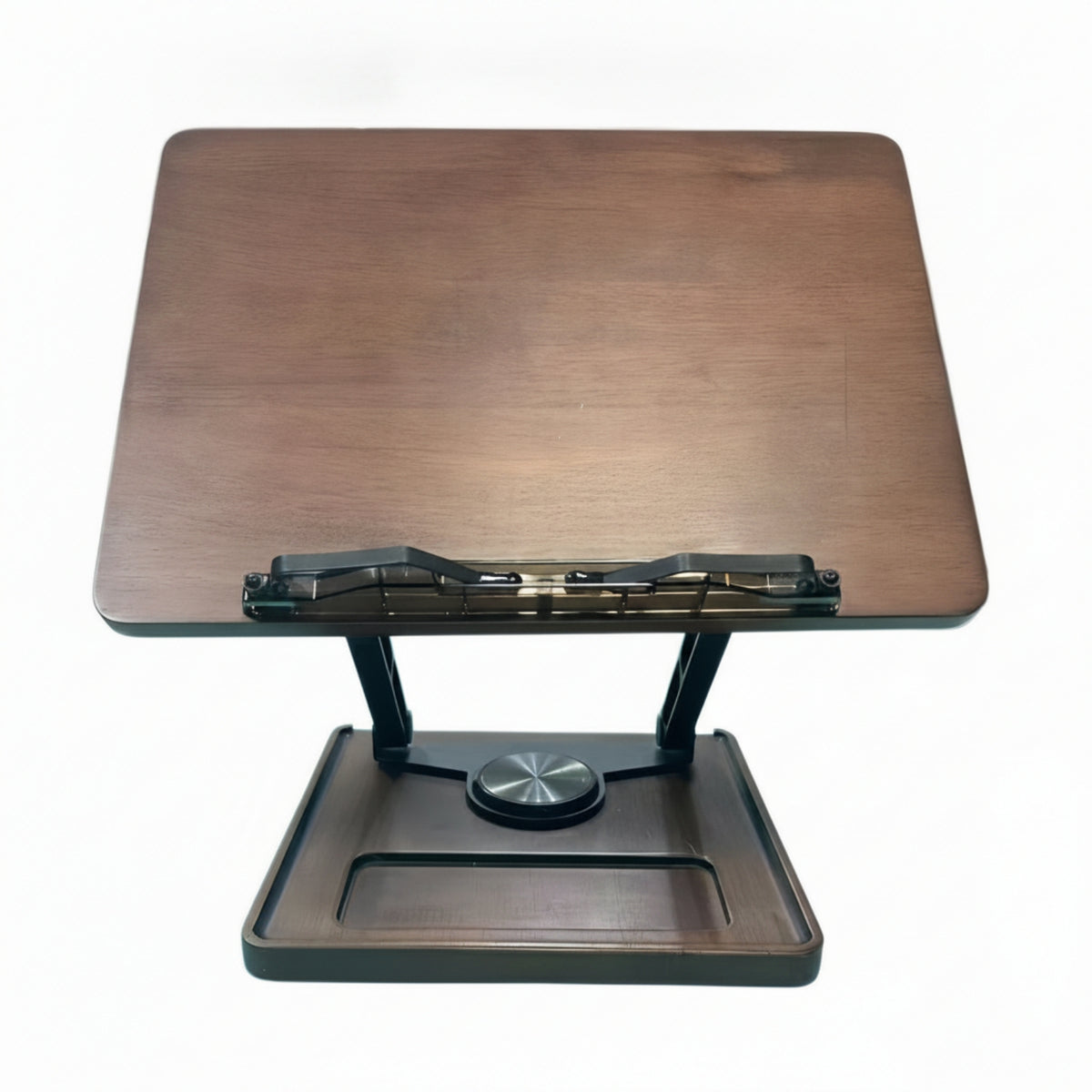 Wooden Book Rest with Swivel Base Hands Rotating Book Stand Space-Saving Paper Holder for Desk, Home Office