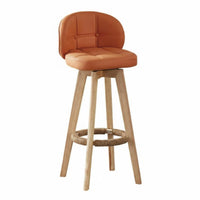 360-Degree Rotation Upholstered Swivel Stool with Backrest Comfortable Cushion Counter Chair Stable Structure Household Furniture High-Density Foam Padding for Homeowners, Adults, Business Owners, Home Bar, Kitchen Island, Restaurant, Dining Room