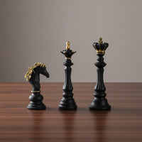 3 Pieces Resin Chess Decor Modern Chess Piece Statue Resin Figurine Sturdy Long-Lasting for Bookshelf, Desk