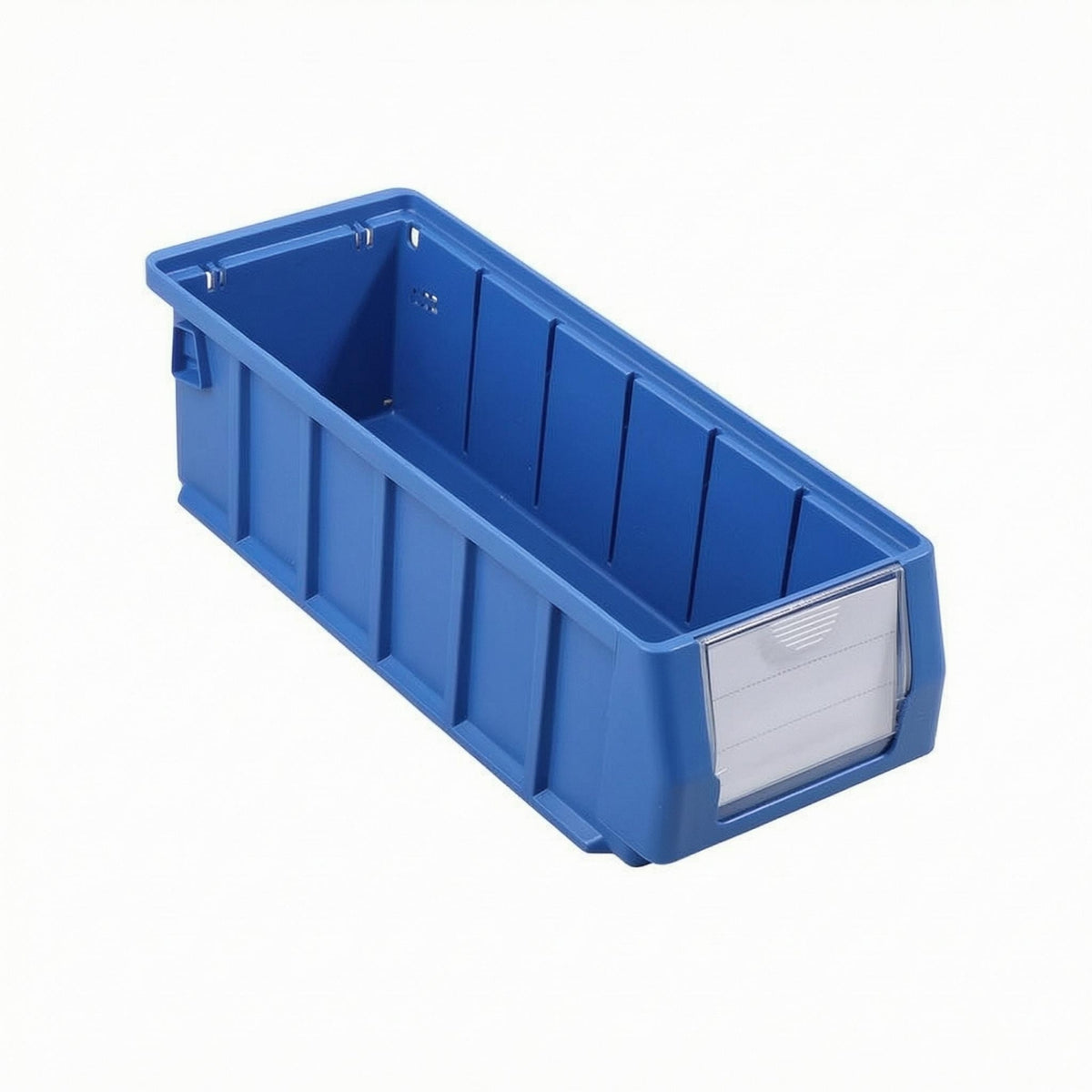 Ribbed Label Holder Bin Angled Front Plastic Storage Bin Blue Plastic Label Holder Narrow for Workshop, Garage