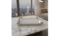 Tray with Woven Texture Rectangular Stainless Steel Tray Decorative Silver for Entryway, Dresser