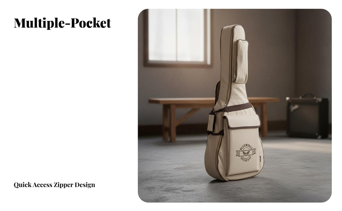 Double Shoulder Straps 41 Inch Acoustic Guitar Bag Thick Padding Folk Guitar Carrying Bag Multiple Storage Pockets for Travel, Gigs