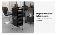Multifunctional Design 5-Drawer Salon Station Long-Lasting Lightweight 5-Drawer Stylist Trolley Easy to Clean Rolling Trolley Multi-Compartment Top Tray for Beauticians, Pet Groomers Artists, Barbershop, Beauty Spa, Bathroom