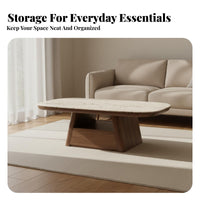 2 Pieces Coffee and End Table Set Small Space Solution Oval and Cylinder Table pair Minimalist Design Household Furniture for Families, Homeowners, Den