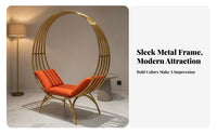 Metal Hoop Lounge Chair Italian Design Upholstered Leisure Chair Stylish Design Modern Single Seater for Event Planners, Adults, Wedding Venue