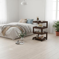 Modern Bedside Cabinet Open Shelving Mobile Storage Cart Space Saving Rolling End Table for Bedroom, Small Areas, Living Room