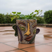 Face Planter Multicolor Resin Planter Rustic Finish