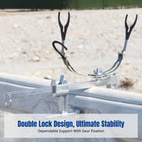 Double Fixed Metal Rod Holder, Adjustable Base, Portable Support for Bridge & Boat Fishing