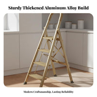 Foldable Aluminum Alloy Ladder Multi-Purpose Folding Step Ladder Space-Saving Lightweight Aluminum Stepladder Sturdy Construction for Homeowners, DIY Enthusiasts, Kitchen, Garage, Office, Living Room