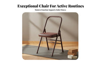 PU Leather Seat Iyengar Mind-Body Practice Chair Foldable Mind-Body Practice Chair Portable Stable & Long-Lasting for Beginners, Seniors, Home Gym
