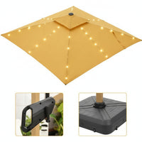Cantilever Umbrella with Wheeled Water-Filled Foundation-Filled Square Cantilever Umbrella Tiltable for Homeowners, Garden, Terrace, Balcony