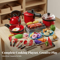 Cognitive Development Pretend Play Food Set Develops Fine Movement Skills Kids Kitchen Playset Safe Materials for Boys, Learning, Daycare