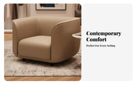 Modern aesthetic Leather Couch with Metal Frame Minimalist Design Reception Seating high-resilience Foam Cushions Sofa Easy to Clean for Office Managers, Business Owners, Interior Designers, Waiting Room, Boutique, Lounge Area