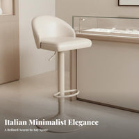 Minimalist Design Upholstered rotating Stool with Backrest Height Adjustable Upholstered rotating Stool Integrated Footrest Bar Chair Padded Seat for Adults, Homeowners, Business Owners, Boutique, Reception Desk, Restaurant, Kitchen Counter