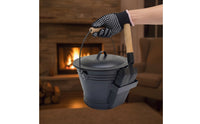 Fireplace Ash Bucket Kit Black Ash Bucket with Lid Tapered for, Hearth