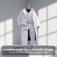 1/12 Scale Doll Outfit Front Button Closure Trench Coat Outfit Side Pockets Miniature Trench Coat