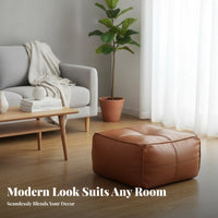Faux Leather Finish Cube Pouf Multi-Functional Ottoman adaptable Use Footstool Comfortable for Apartment Dwellers, Homeowners, home enthusiasts, Living Room, Balcony, Entryway, Bedroom