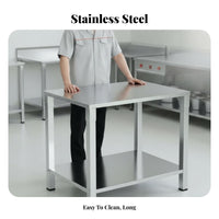 Long-Lasting Stainless Steel Workbench Thickened Tabletop Stainless Steel Work Table Easy to Clean Commercial Prep Table Sturdy and Stable for Restaurant Owners, Scientific Workspace Technicians, Scientific Workspace Oratory, Cafe, Cafeteria, Garage