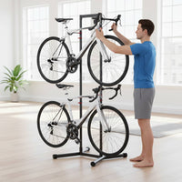 No Drilling Required Freestanding Bike Rack Indoor Outdoor Use Floor Cycle Holder Easy Assembly Freestanding Vertical Rack Scratch Protection for Families