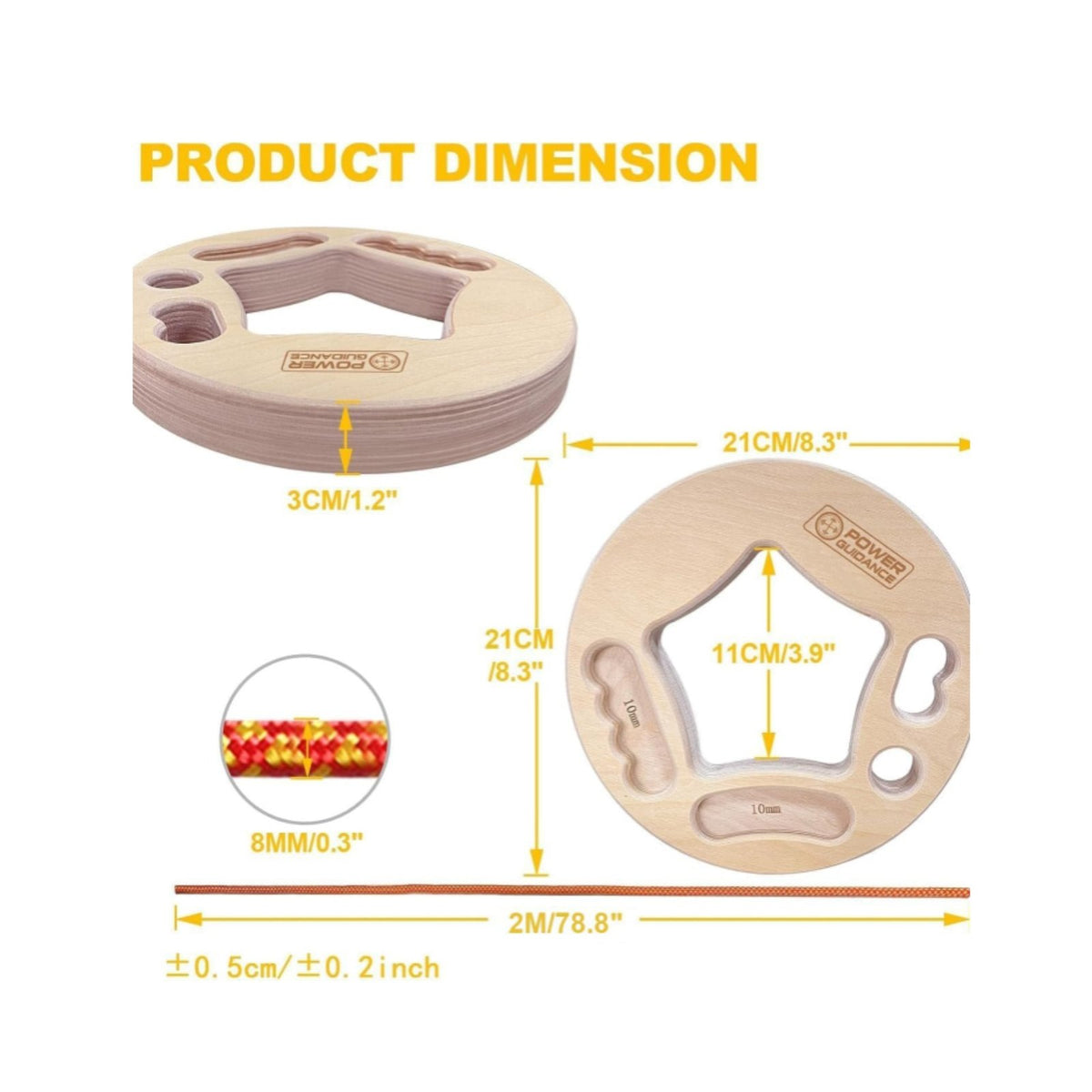 Skin-Friendly Wood Wooden Climbing Hangboard 9 Gripping Positions Pentagon Pinch Block 360° Rotation Portable Finger Strengthener for Climbers, Athletes, Home Gym, Warm-Ups