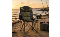 Carbon Steel Frame Folding Armchair 600D Oxford Textile Padded Folding Chair Cross-Braced Armchair with Armrests Foldable