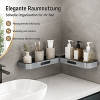 Foldable corner shelf for shower and bathroom, self-adhesive spice shelf kitchen, modern kitchen organizer without drilling, 1-tier
