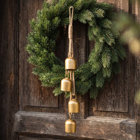 Hanging Bell with Rope Vintage-Style Bell with Rope Rustic Ornament for Farmhouse Decor, Door Wreath, Christmas Tree