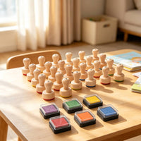 Educational Wooden Alphabet Stamp Set Educational Wooden Alphabet Stamping Set Early Learning Spelling Game Preschool for Preschoolers, Kids, Toddlers, Homeschool, Classroom, Playroom