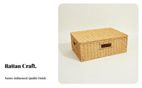 Woven Container with Handles Decorative Design Shelf Basket Sturdy Frame