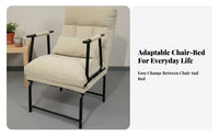 Multifunctional Design Folding Sleeper Chair Foldable Convertible Chair Bed Space-Saving Folding Sofa Bed Padded Cushion for Shut Ice Workers, Apartment Dwellers, Small Areas, Bedroom, Dorm Room, Balcony