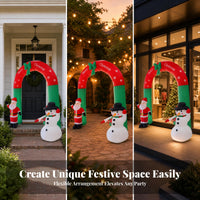Red and Green Christmas Arch Snowflake Print Inflatable Arch