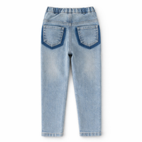 Kids High Rise Cropped Jeans for Girls with Elastic Waist, 95% Trousers for Casual Wear, Comfortable for Spring