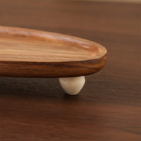 Elevated Serving Tray Low-Profile Tray with Feet Footened Wooden Serving Platter for Dining Table