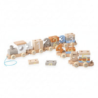 Pull-Along Toy Train Educational Wooden Train with Blocks Building Buildable for Toddlers, Playroom, Preschool