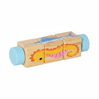 Educational Wooden Creature Game Blocks Cognitive Training Wooden Creature Game Problem-Solving Skills Cylindrical Picture Blocks Sturdy Wood for Preschoolers