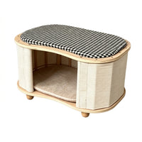 Cat House with Cushion Rattan-Style Cat Cave Indoor for Cats